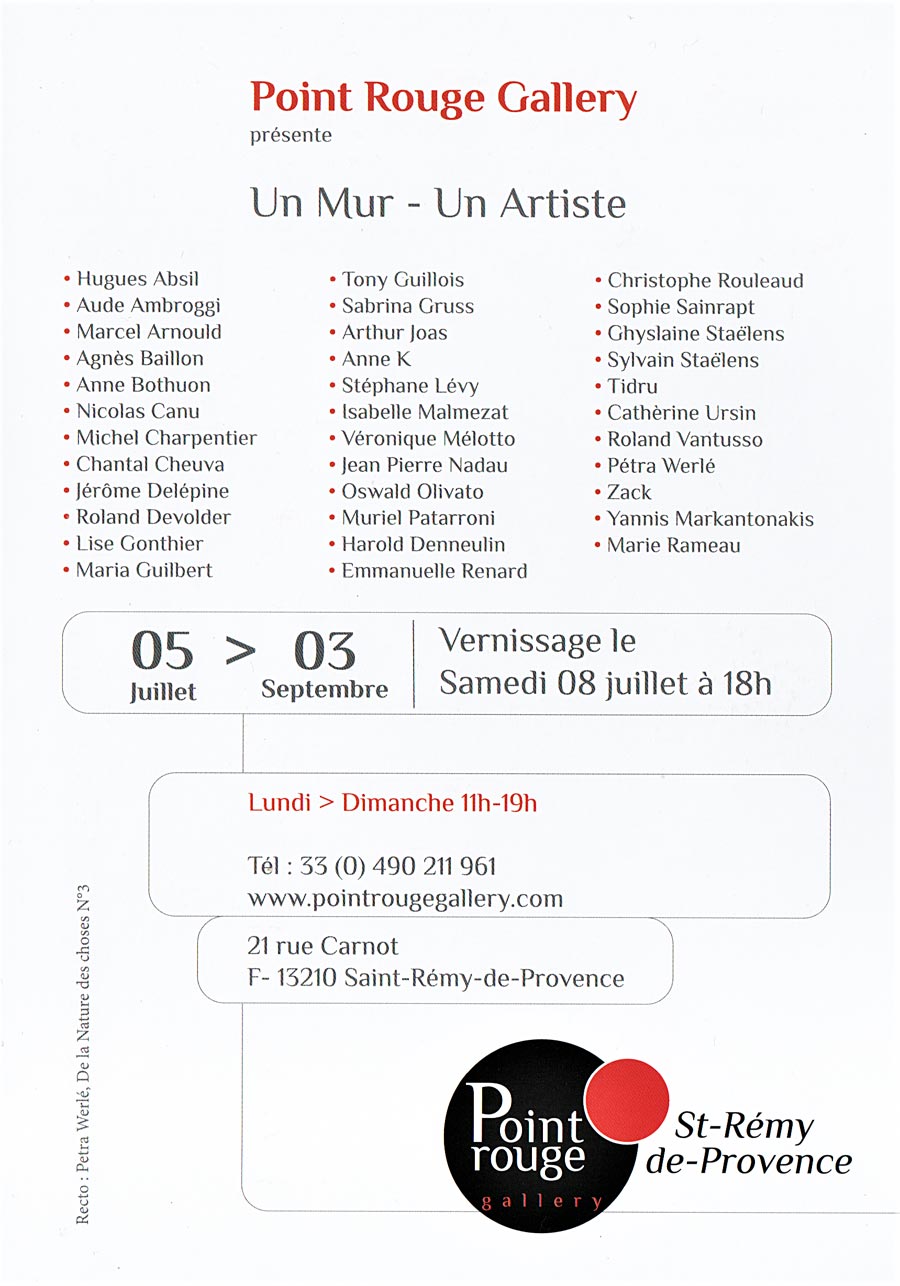 Expo Un Mur Un Artiste Point Rouge Gallery Saint-Remy de Provence